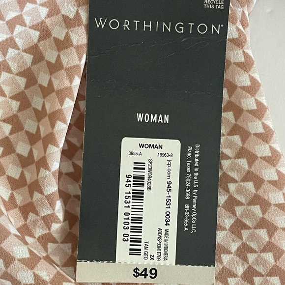 WORTHINGTON WOMAN Women's Top Geometric Pattern Size 2XBusiness Casual Office - Picture 6 of 7